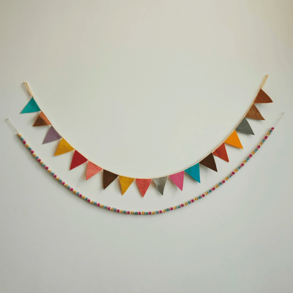 Wool Felt Pennant Garland - Multi Color, Shopsweetluluss