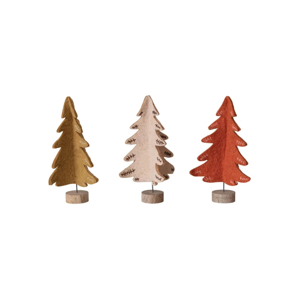 Wool Felt Tree w/ Color Contrasting Stitch - 3 Color Options, Shopsweetluluss