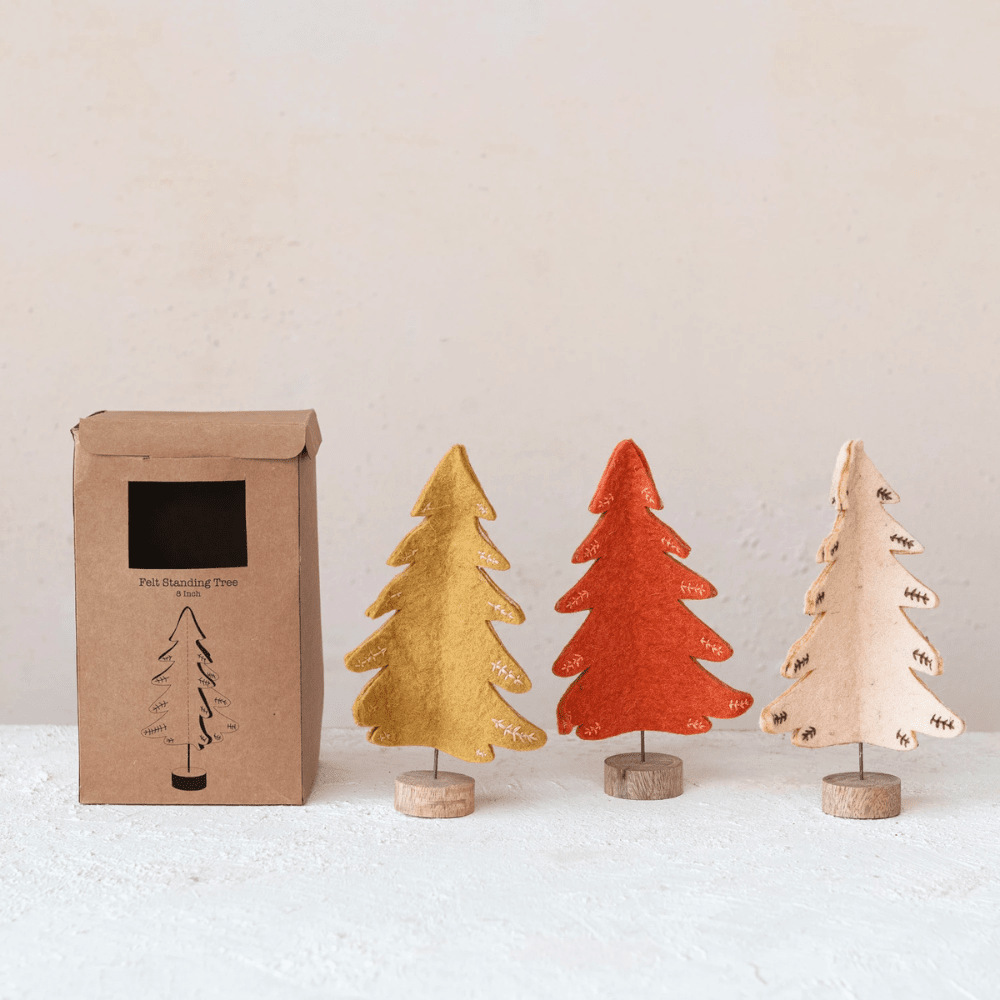 Wool Felt Tree w/ Color Contrasting Stitch - 3 Color Options, Shopsweetluluss