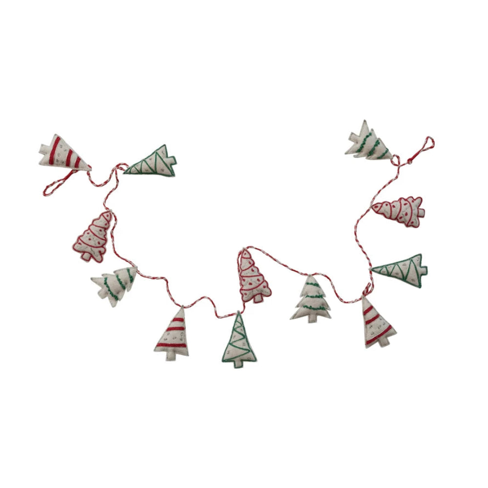 Woven Wool & Embroidered Tree Garland, Shopsweetluluss