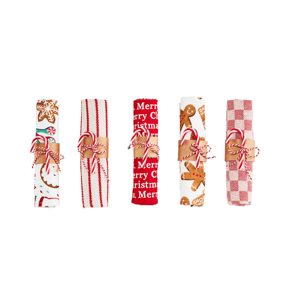 Rolled Christmas Hand Towels w/ Candy Cane - 5 Styles, Shopsweetluluss