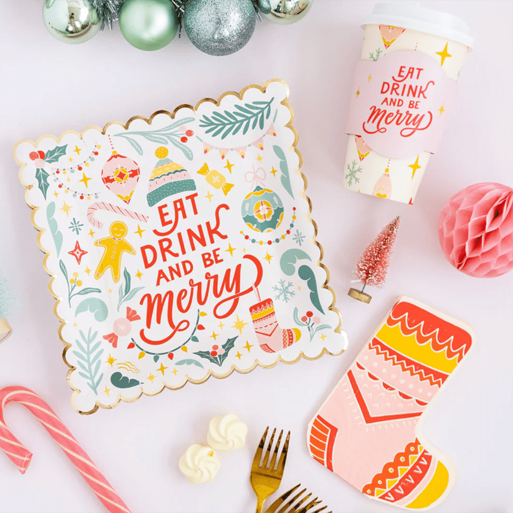 Retro Christmas Stocking Die-Cut Napkins, Shopsweetluluss