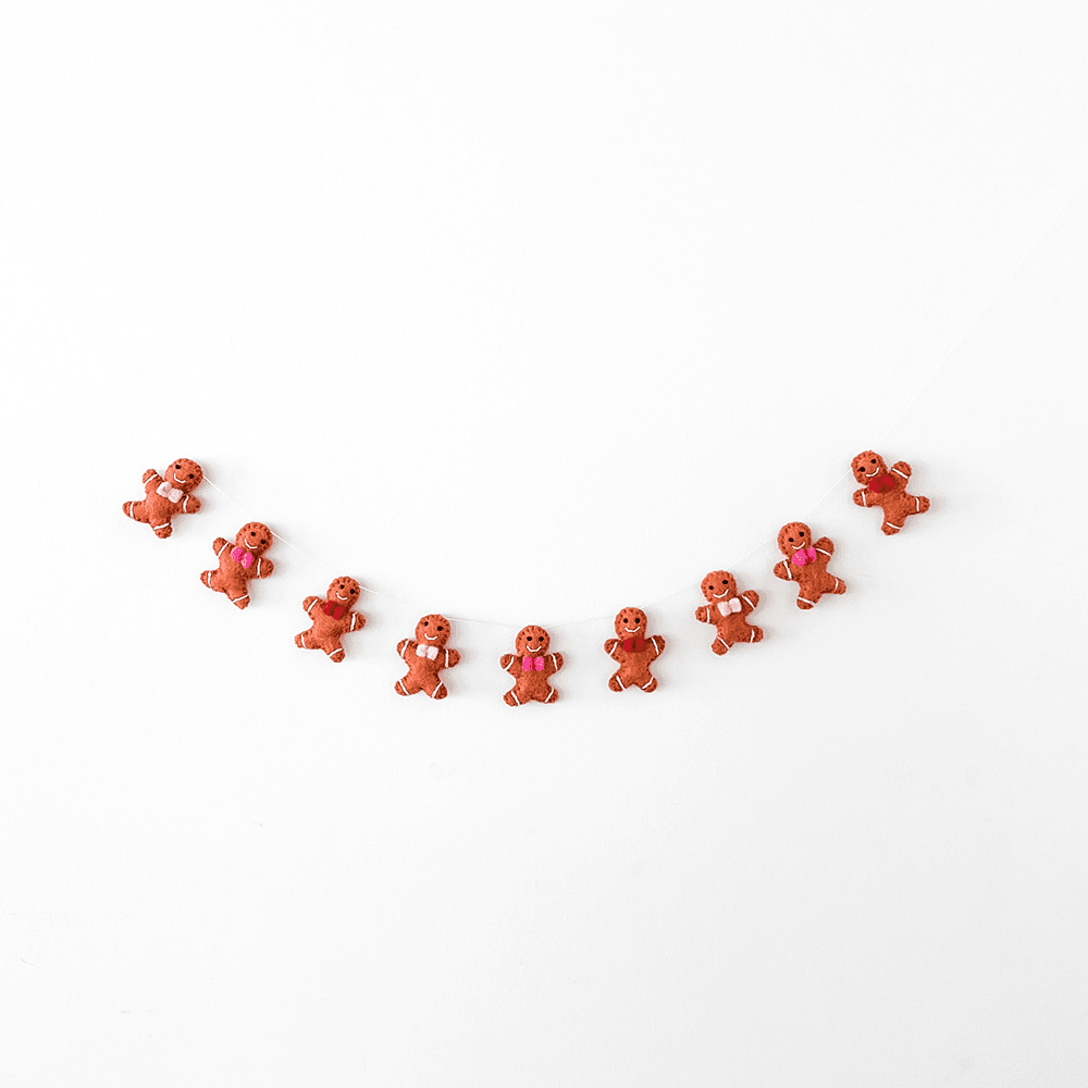 Jolly Gingerbread Wool Felt Garland, Shopsweetluluss
