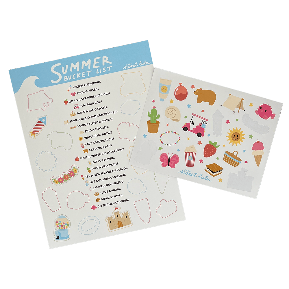Summer Bucket List & Sticker Set, Shopsweetluluss