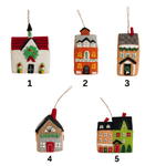 Handmade Wool Felt House Ornament w/ Embroidery & Applique