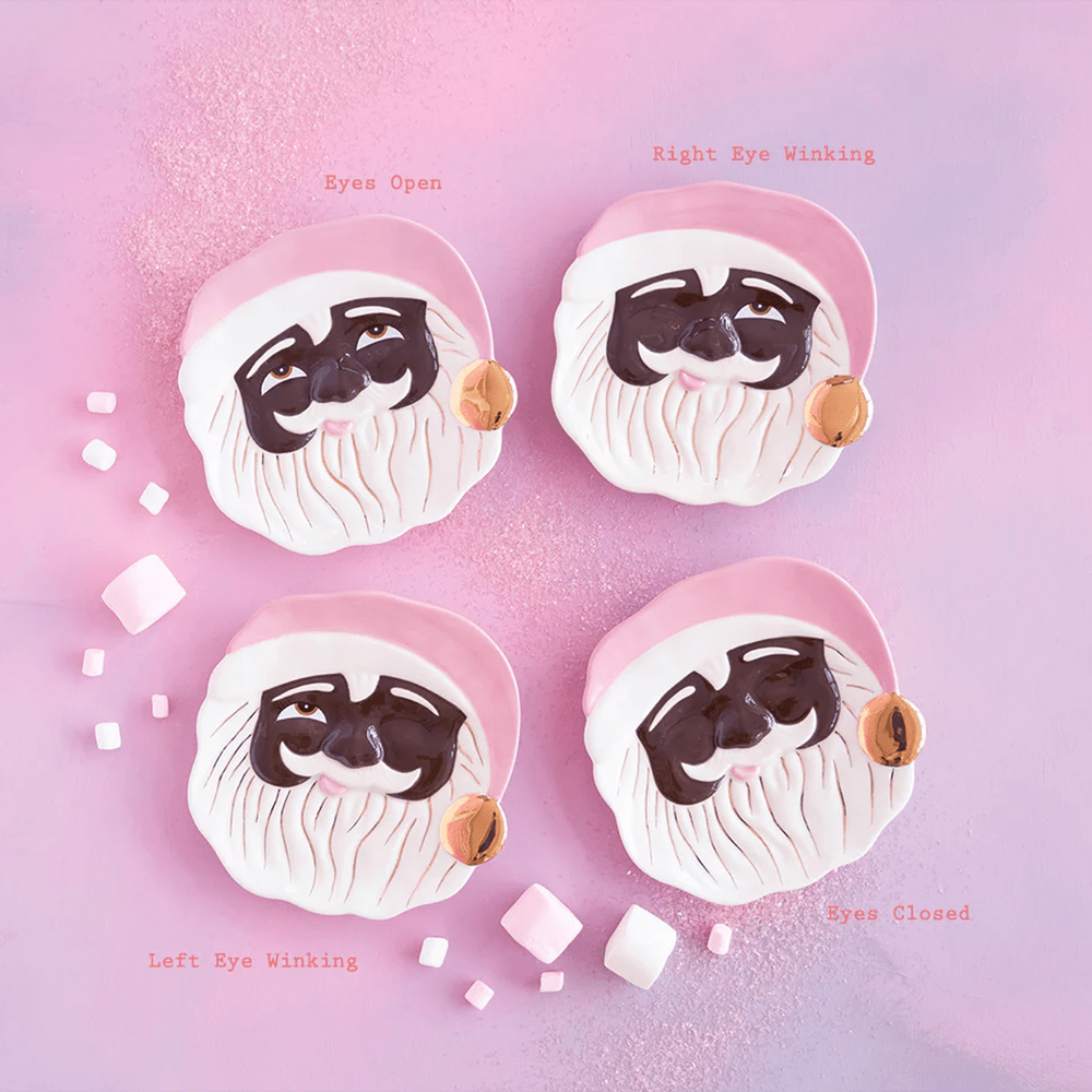 Pink Papa Noel Cookie Plate, Black - 4 Style Options, Shopsweetluluss