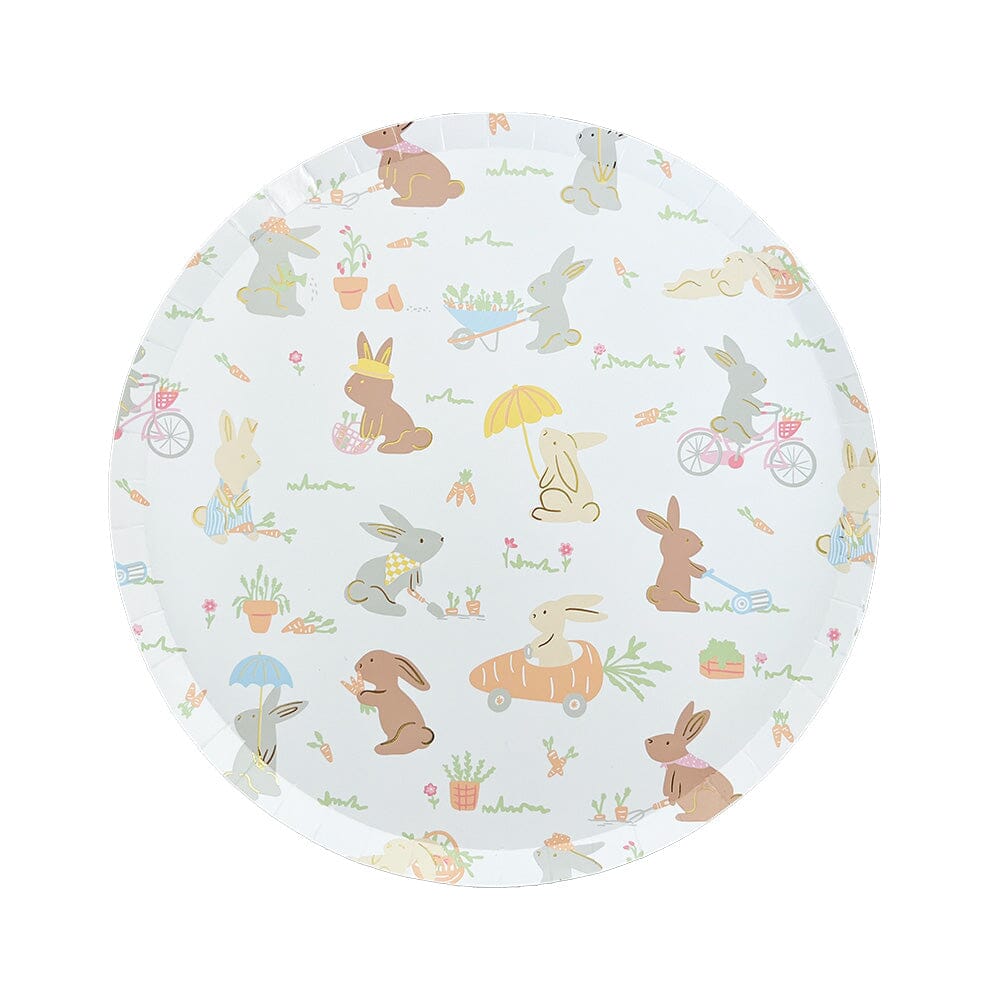 Bunnies In The Garden Round Plate