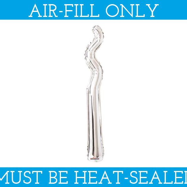 16" Silver Kurly Zig Zag Balloon