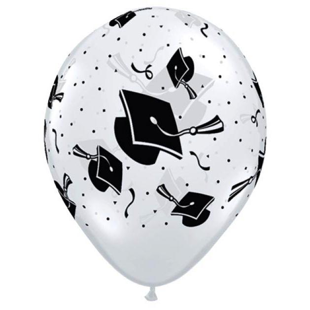 11" Graduation Hats Diamond Clear Latex Balloon