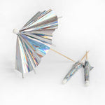 Holographic Silver Cocktail Umbrellas Longer Stick available at Shopsweetluluss