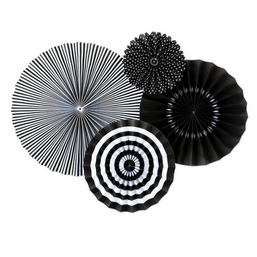 black and white party fans