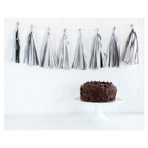silver tassel banner or garland