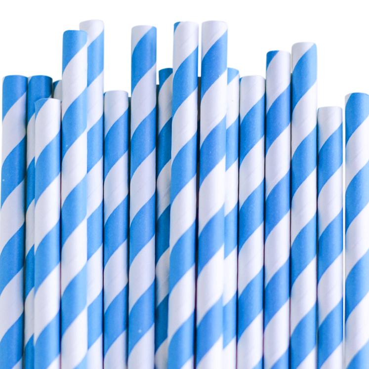 Eco Friendly Paper Straws: Bluebird Stripes - Shopsweetluluss