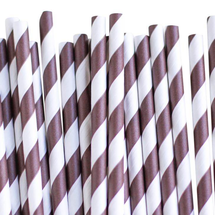 Eco Friendly Paper Straws: Chocolate Stripes - Shopsweetluluss