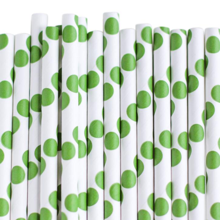 Eco Friendly Paper Straws: Leaf Green Dots - Shopsweetluluss
