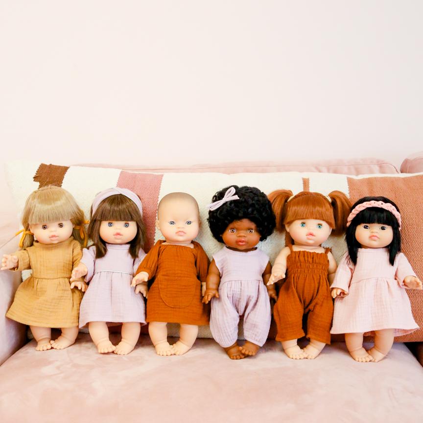 Minikane Jeanne Cotton Double Gauze Doll Dress, Cognac