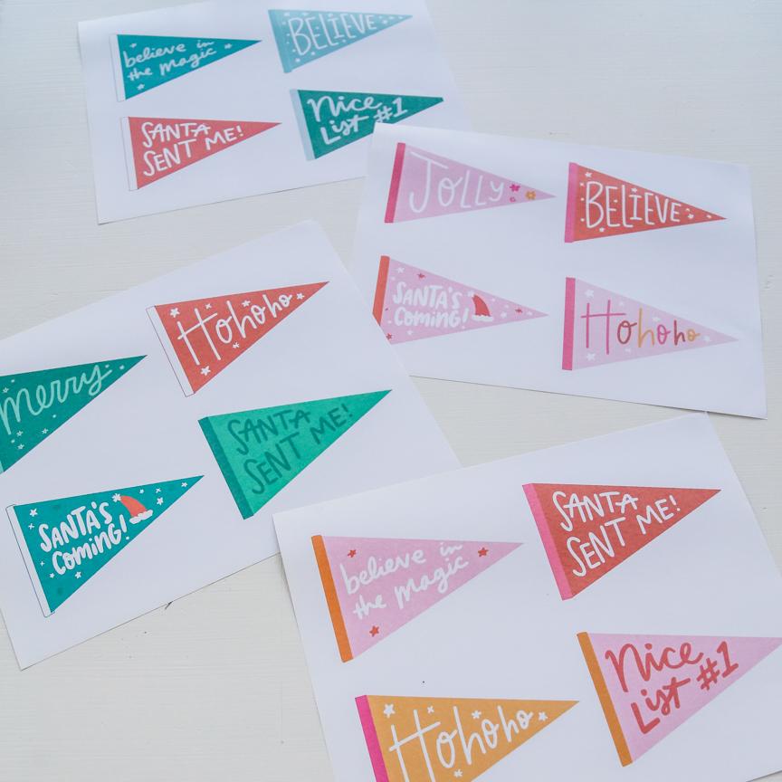 Mini Christmas Flags Printable