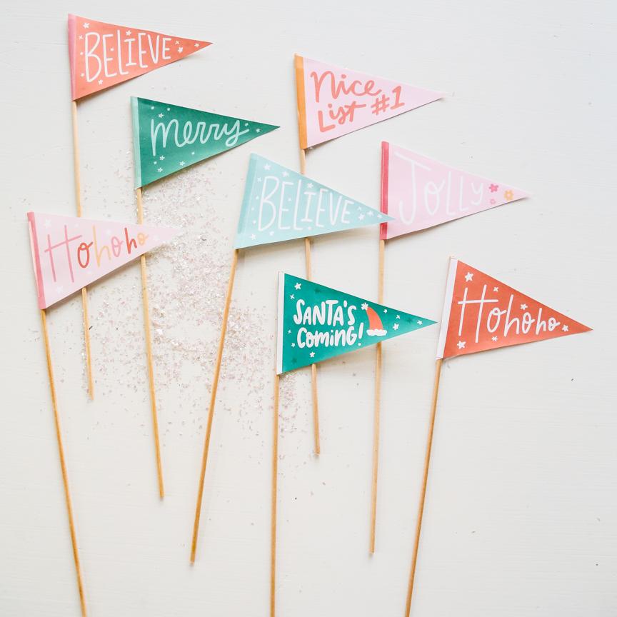 Mini Christmas Flags Printable