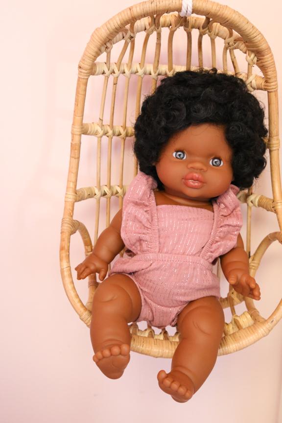 Minikane 'Lou' Cotton Doll Romper, Mauve
