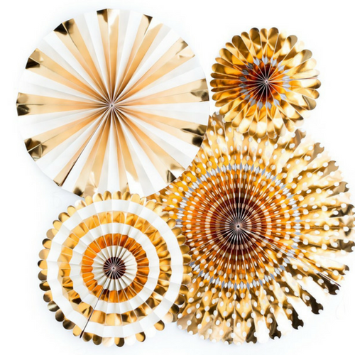 gold paper fans