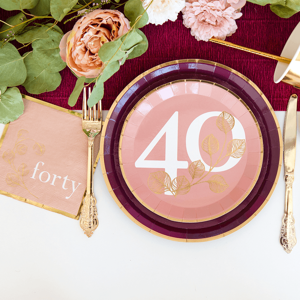 Milestone Blush 40th Dessert Plates, Shopsweetluluss