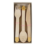 Wooden Cutlery Set - Gold, Shopsweetluluss