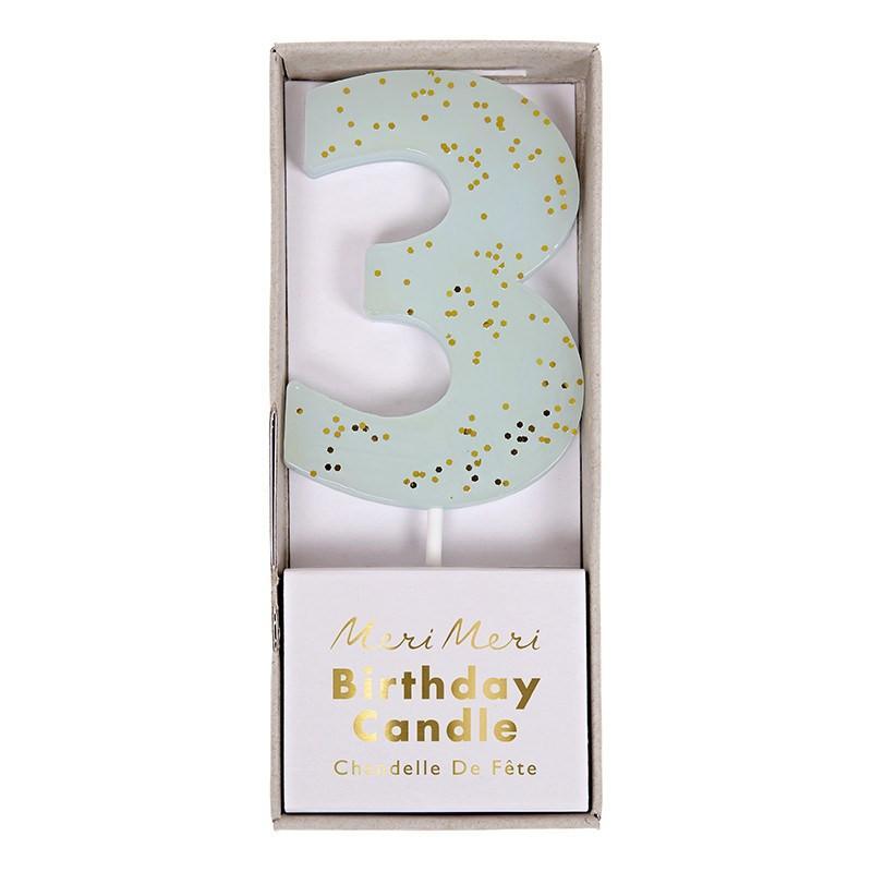 Blue Number 3 Candle available at Shopsweetluluss