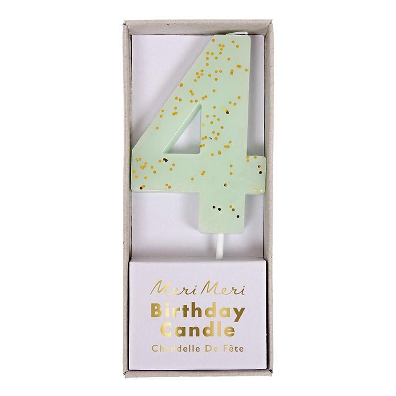 Mint Number 4 Candle available at Shopsweetluluss