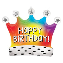 27" Happy Birthday Crown Foil Balloon - Shopsweetluluss