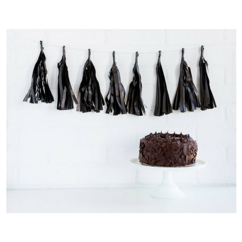 black tassel banner or garland