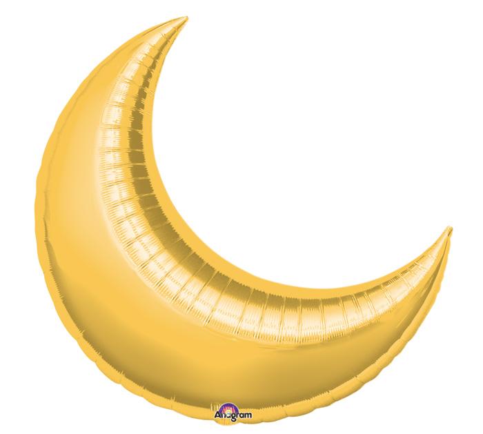35" Gold Foil Crescent Shaped Balloon available at Shopsweetluluss