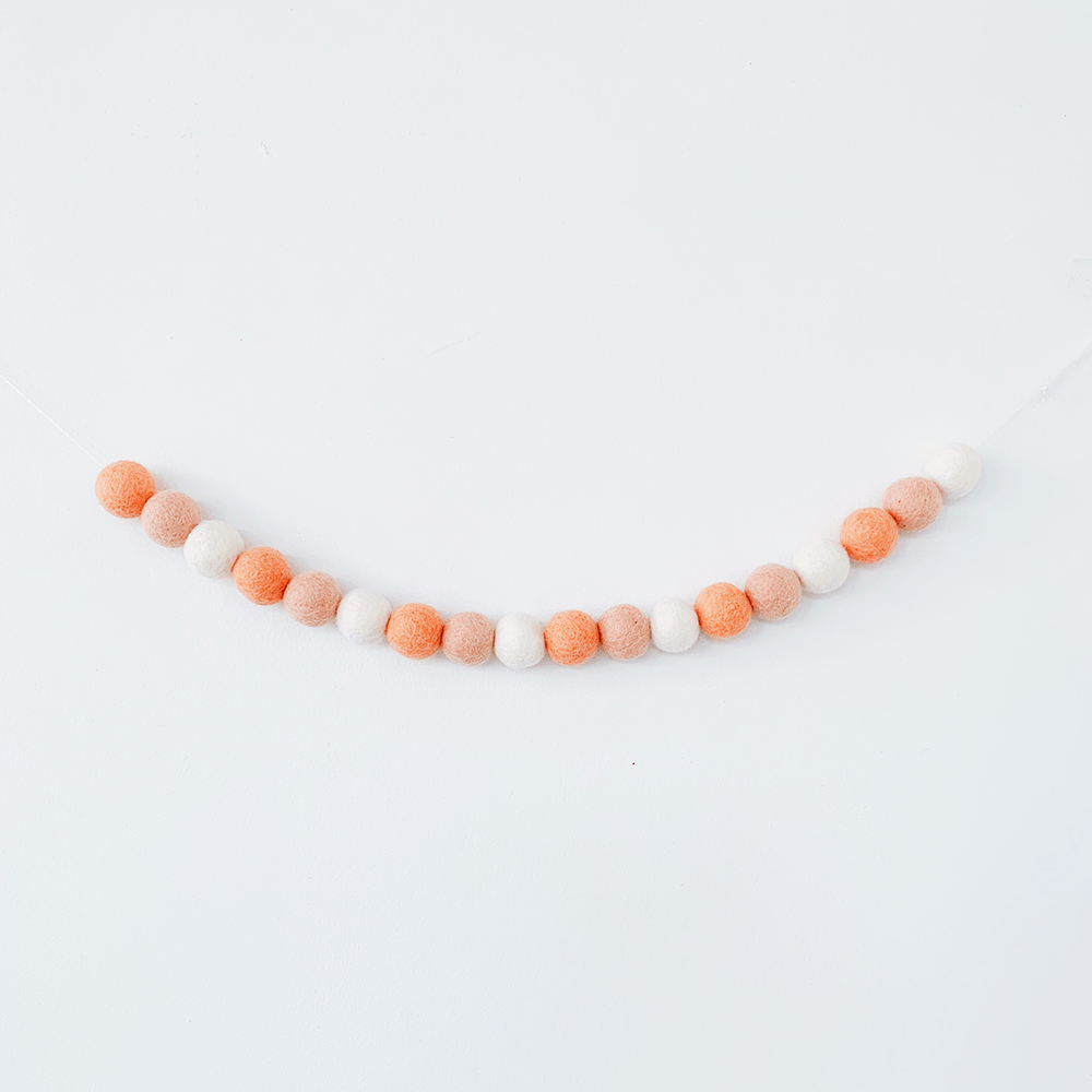 Pom Pom Wool Felt Garland - Pink & White, Shopsweetluluss