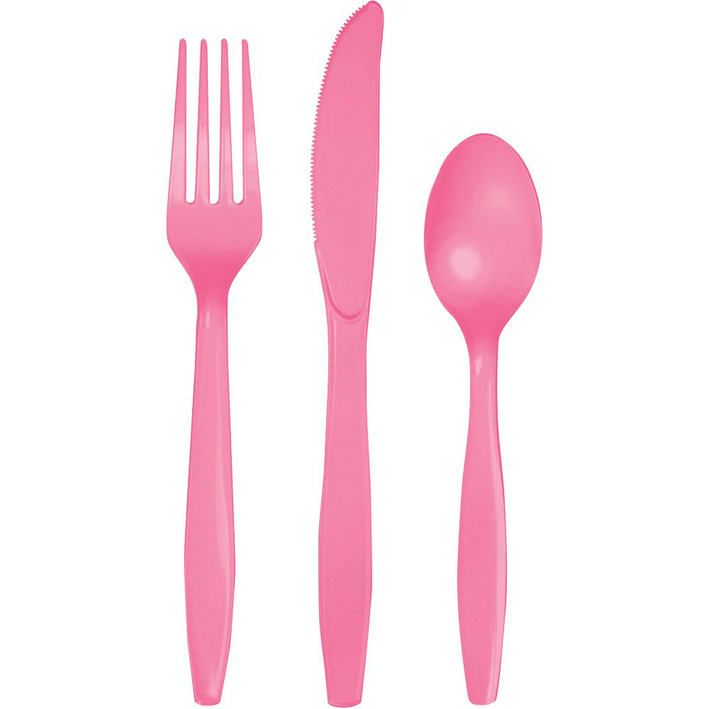 Cotton Candy Pink Plastic Flatware