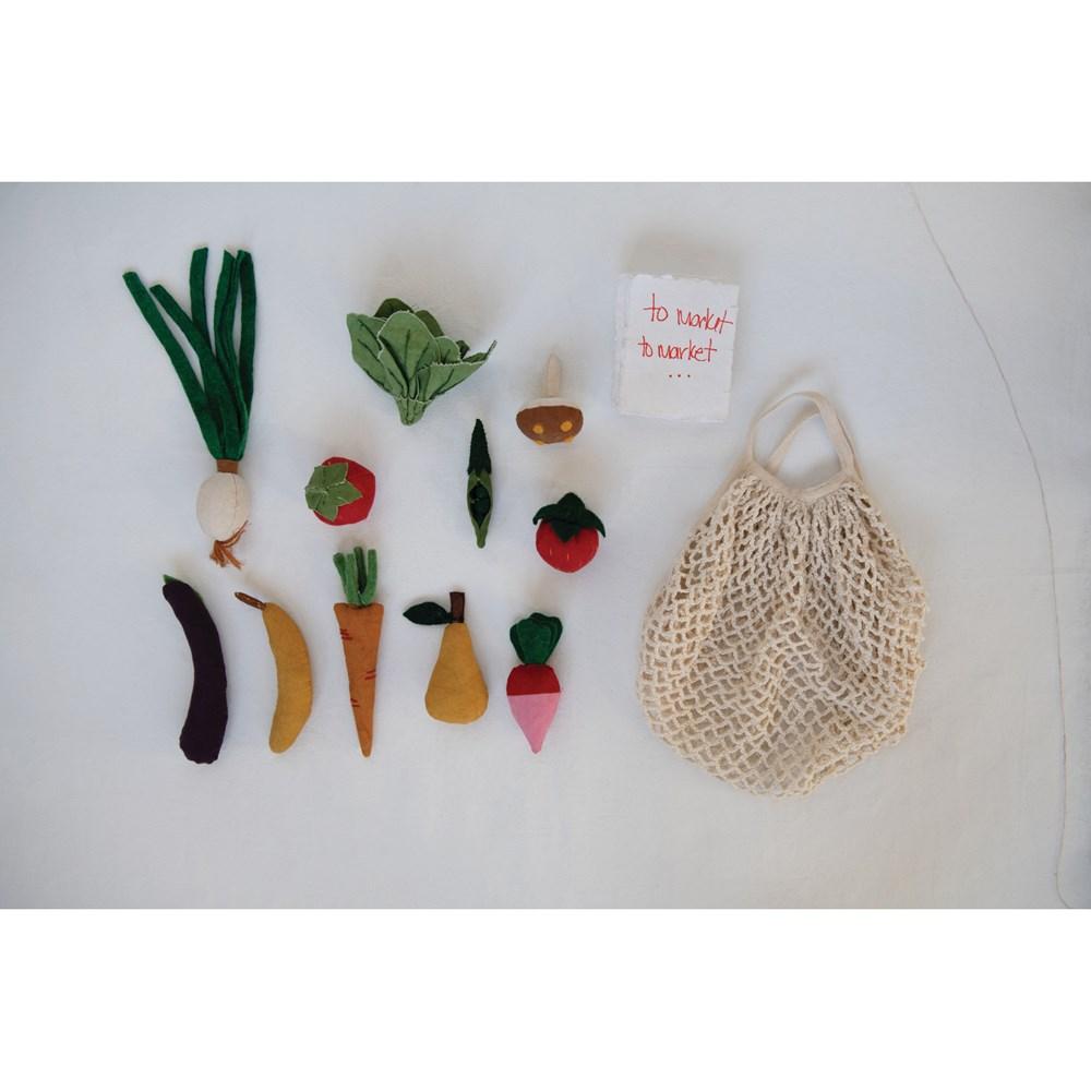 Handmade Canvas Fruit & Veggies in Market Bag