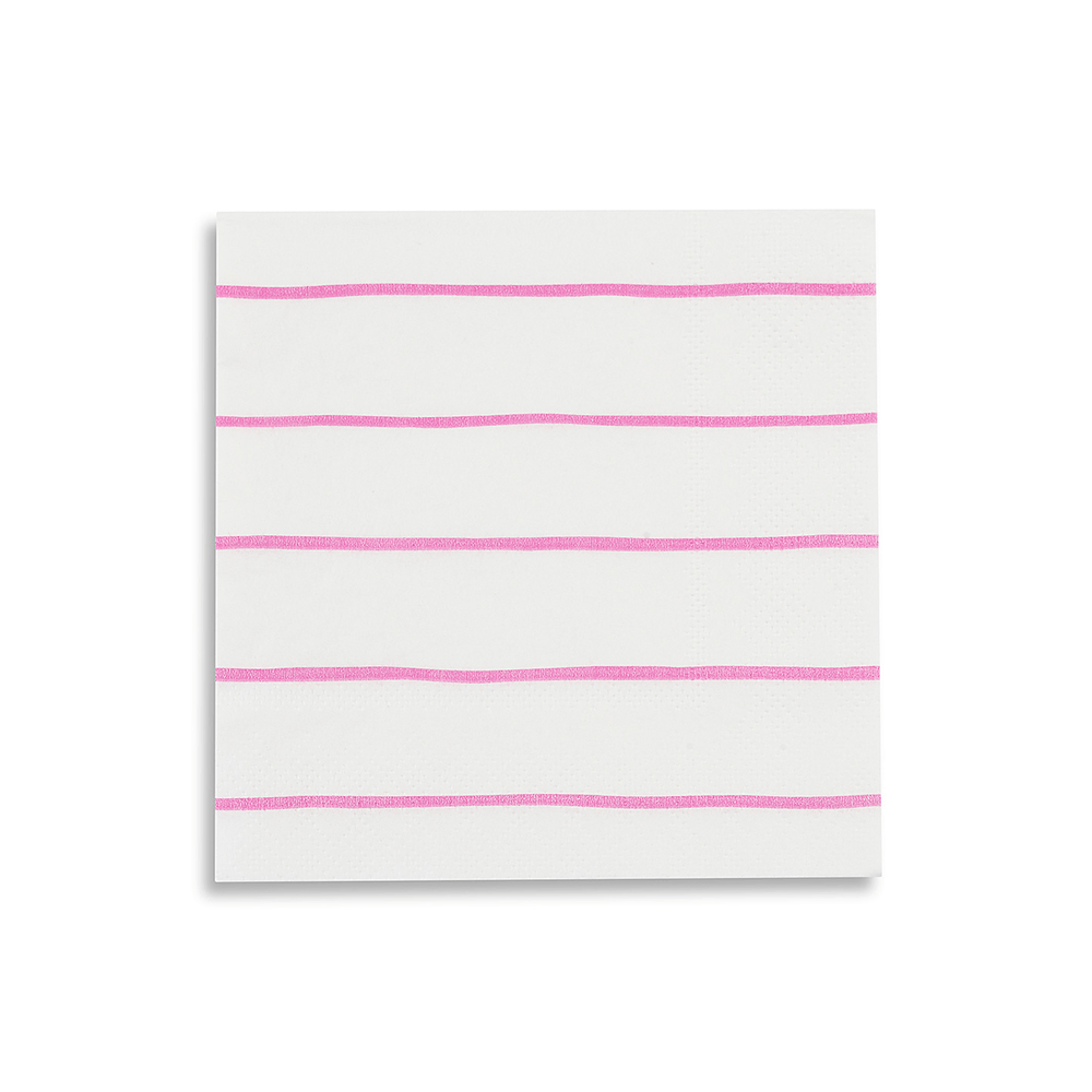 Cerise Frenchie Striped Petite Napkins from Daydream Society