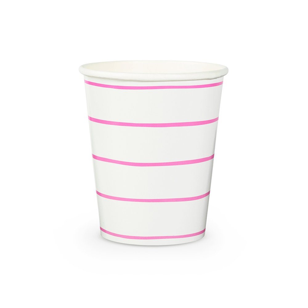 Cerise Frenchie Striped 9 oz Cups from Daydream Society