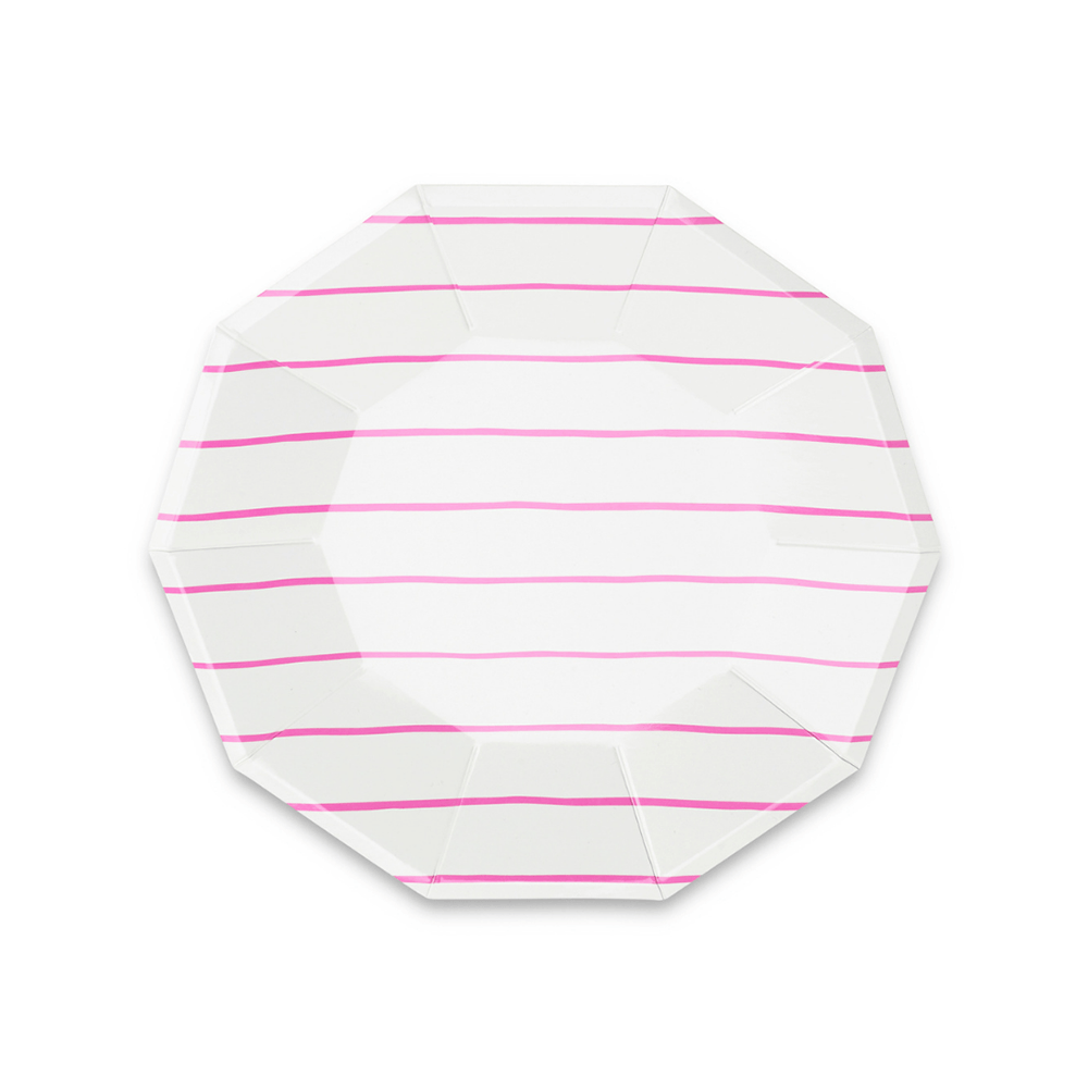 Cerise Frenchie Striped Small Plates from Daydream Society