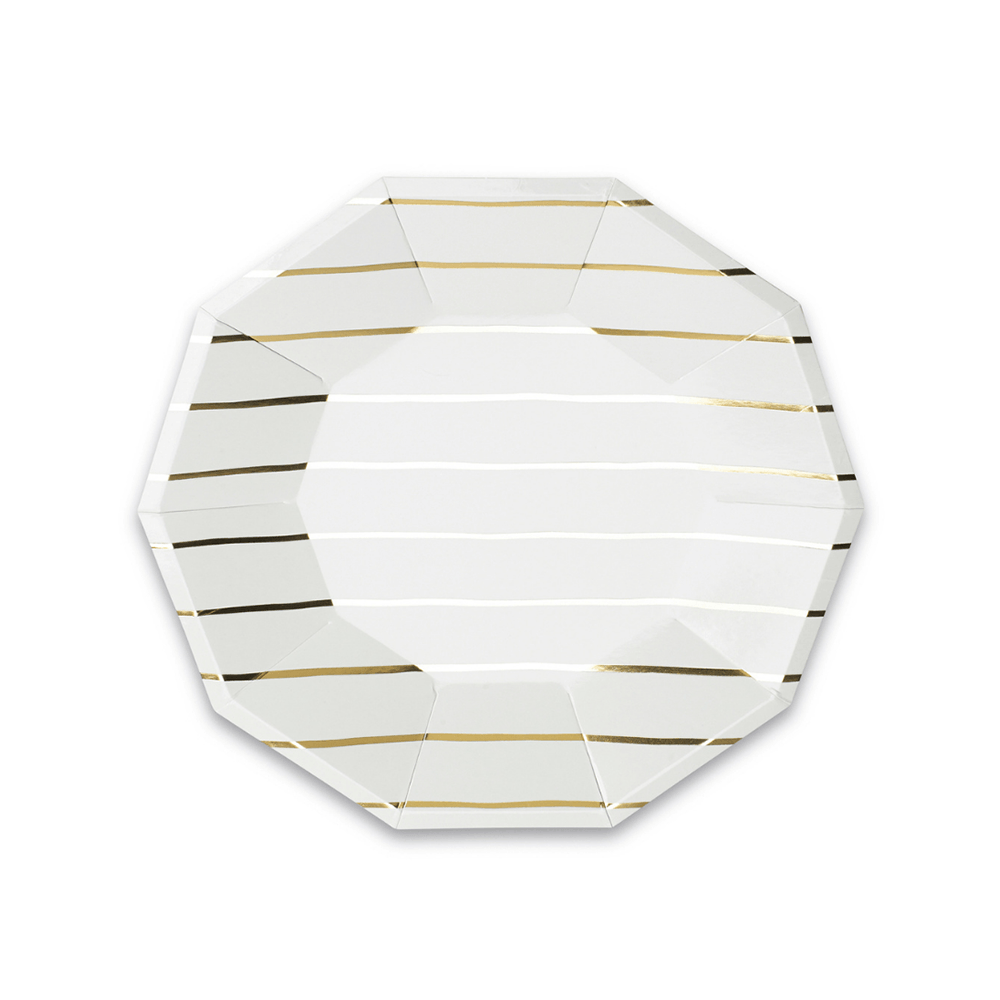 Gold Frenchie Metallic Striped Small Plates available at Shopsweetluluss