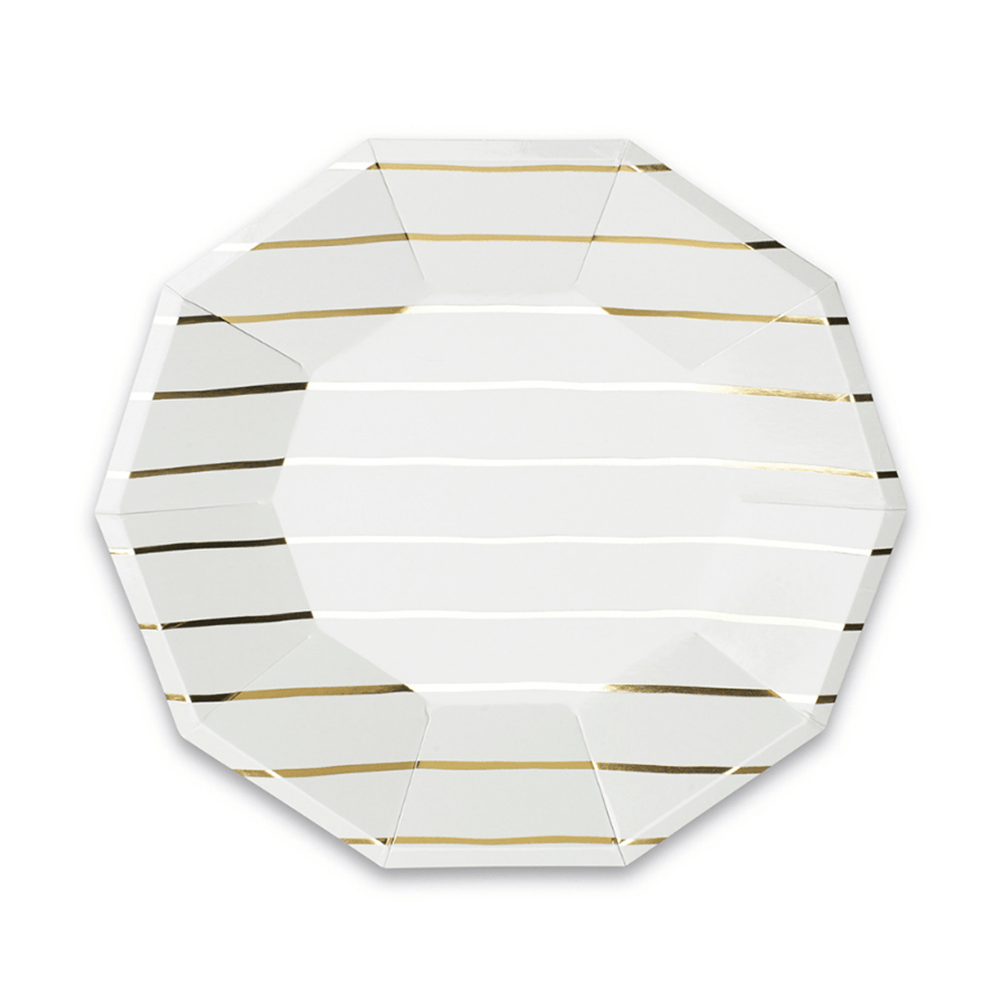 Gold Frenchie Metallic Striped Large Plates available at Shopsweetluluss