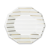 Gold Frenchie Metallic Striped Large Plates available at Shopsweetluluss