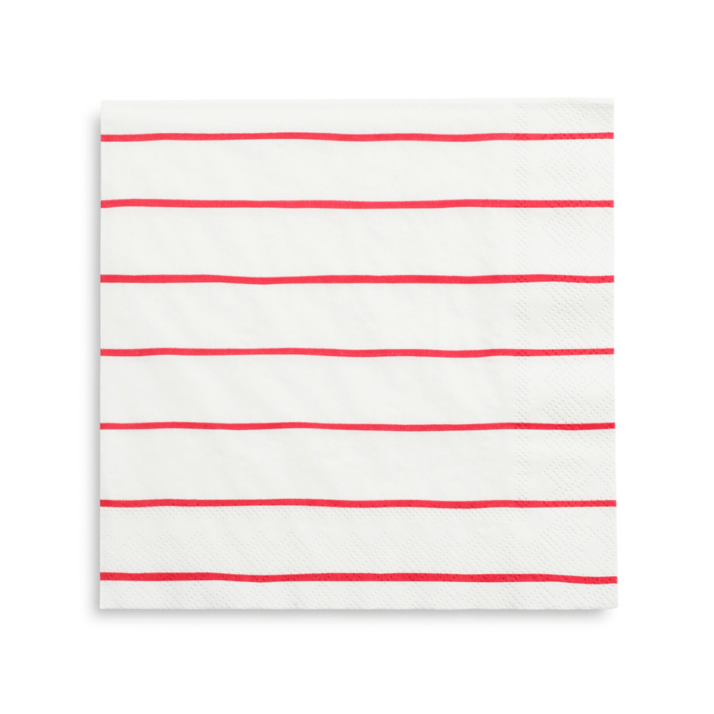 Candy Apple Frenchie Striped Large Napkins from Daydream Society
