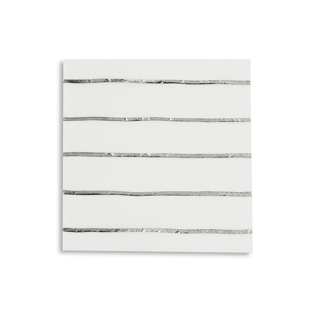 Silver Frenchie Striped Petite Napkins from Daydream Society