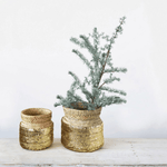Hand-Woven Seagrass Baskets with Gold Sequins - Natural, Shopsweetluluss