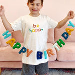 Happy Birthday Wool Felt Garland, Blue