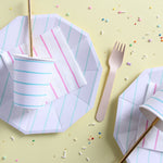 Mint Frenchie Striped Large Plates from Daydream Society