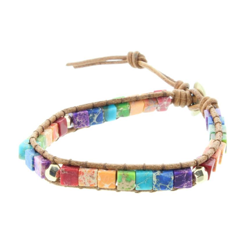 Kids Rainbow Square Stone Bracelet