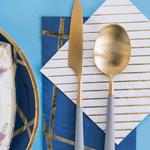More Party Faves White & Gold Striped Cocktail Napkins from Jollity & Co