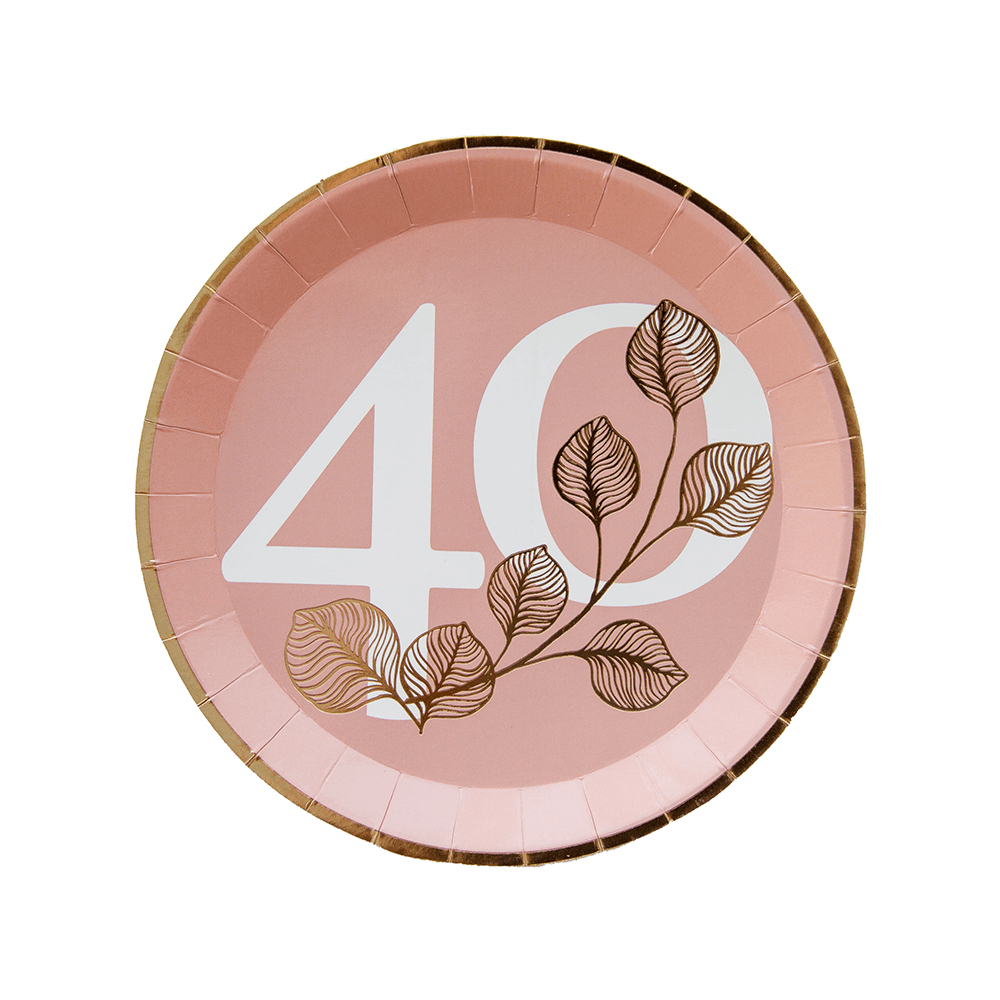 Milestone Blush 40th Dessert Plates, Shopsweetluluss