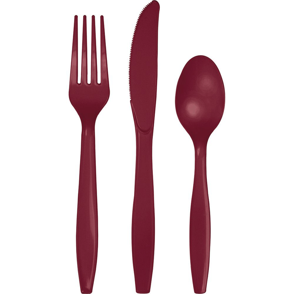 Burgundy Plastic Flatware