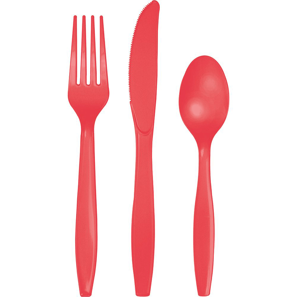Coral Plastic Flatware